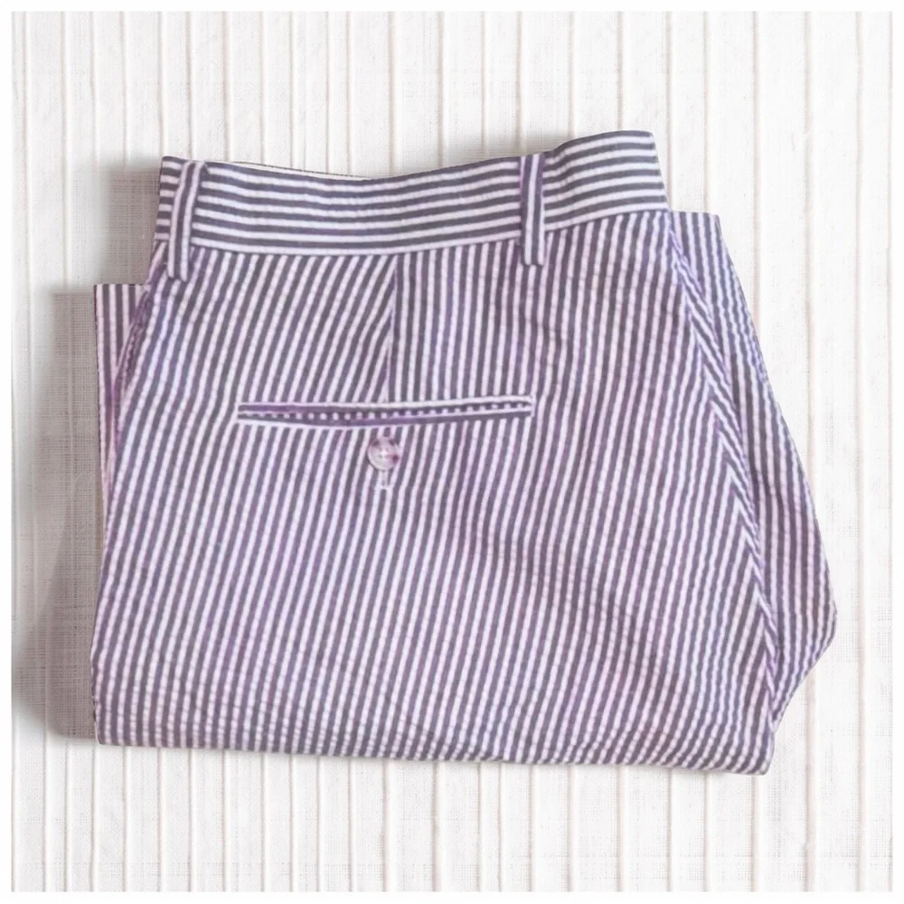 Afazzy NY Seersucker Shorts | Purple & White Stripe | Summer | Classic | NWOT - Picture 7 of 8